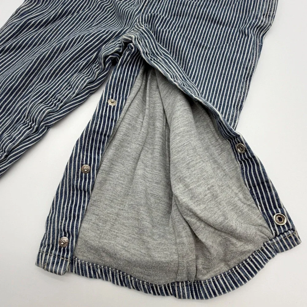 OshKosh Bgosh Kids 24 Months Hickory‎ Stripe Jersey Lined Denim Overalls Blue